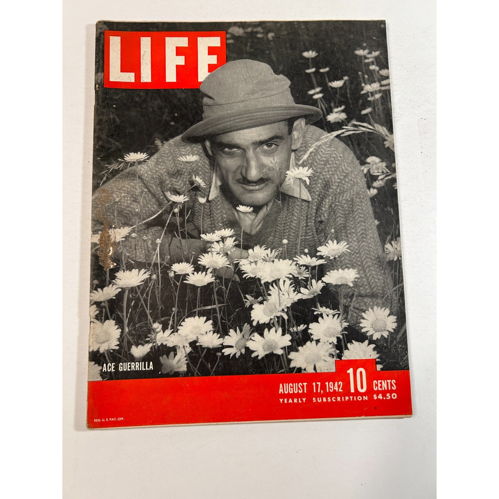 LIFE Magazine August 17 1942 WWII Gandhi Mountbatten Ace Guerrilla Cover Vintage